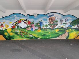 Fresque du préau de la cour de récréation