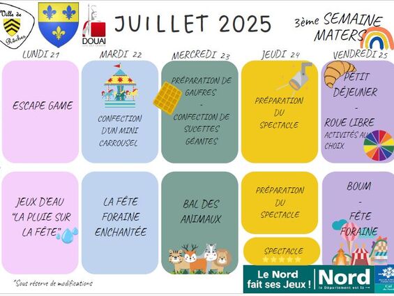 planning de 3 à 5 ans
du 21 au 25/7/2025
